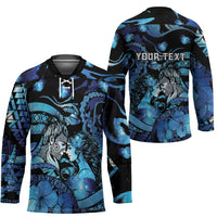 Personalised Maori Romantic Valentine Hockey Jersey The Hongi Kiss Blue Galaxy DT05 - Polynesian Pride