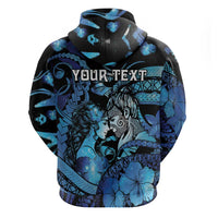 Personalised Maori Romantic Valentine Hoodie The Hongi Kiss Blue Galaxy DT05 - Polynesian Pride