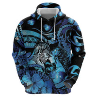 Personalised Maori Romantic Valentine Hoodie The Hongi Kiss Blue Galaxy DT05 - Polynesian Pride