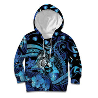 Personalised Maori Romantic Valentine Kid Hoodie The Hongi Kiss Blue Galaxy DT05 Hoodie Blue - Polynesian Pride