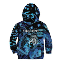 Personalised Maori Romantic Valentine Kid Hoodie The Hongi Kiss Blue Galaxy DT05 - Polynesian Pride