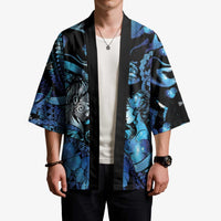 Personalised Maori Romantic Valentine Kimono The Hongi Kiss Blue Galaxy DT05 - Polynesian Pride