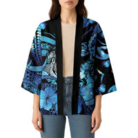 Personalised Maori Romantic Valentine Kimono The Hongi Kiss Blue Galaxy DT05 - Polynesian Pride