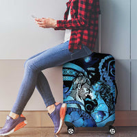 Maori Romantic Valentine Luggage Cover The Hongi Kiss Blue Galaxy DT05 - Polynesian Pride