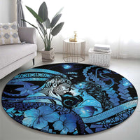 Maori Romantic Valentine Round Carpet The Hongi Kiss Blue Galaxy DT05 - Polynesian Pride