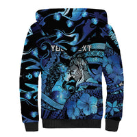 Personalised Maori Romantic Valentine Sherpa Hoodie The Hongi Kiss Blue Galaxy DT05 - Polynesian Pride