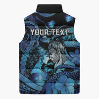 Personalised Maori Romantic Valentine Sleeveless Puffer Jacket The Hongi Kiss Blue Galaxy DT05 - Polynesian Pride