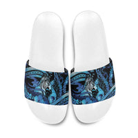 Maori Romantic Valentine Slide Sandals The Hongi Kiss Blue Galaxy DT05 Blue - Polynesian Pride