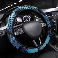 Maori Romantic Valentine Steering Wheel Cover The Hongi Kiss Blue Galaxy DT05 Universal Fit Blue - Polynesian Pride