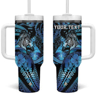 Personalised Maori Romantic Valentine Tumbler With Handle The Hongi Kiss Blue Galaxy DT05 One Size: 40 oz Blue - Polynesian Pride