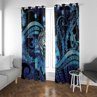 Maori Romantic Valentine Window Curtain The Hongi Kiss Blue Galaxy DT05 With Grommets Blue - Polynesian Pride