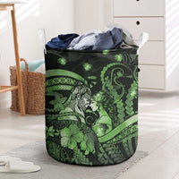 Maori Romantic Valentine Laundry Basket The Hongi Kiss Green Galaxy DT05 Green - Polynesian Pride