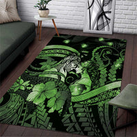 Maori Romantic Valentine Area Rug The Hongi Kiss Green Galaxy DT05 Green - Polynesian Pride