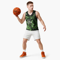 Personalised Maori Romantic Valentine Basketball Jersey The Hongi Kiss Green Galaxy DT05 - Polynesian Pride