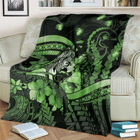 Maori Romantic Valentine Blanket The Hongi Kiss Green Galaxy DT05 - Polynesian Pride
