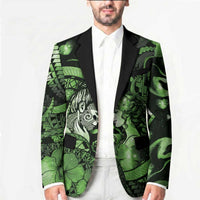 Personalised Maori Romantic Valentine Blazer The Hongi Kiss Green Galaxy DT05 - Polynesian Pride