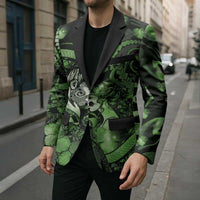 Personalised Maori Romantic Valentine Blazer The Hongi Kiss Green Galaxy DT05 - Polynesian Pride
