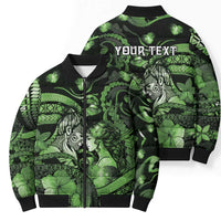 Personalised Maori Romantic Valentine Bomber Puffer Jacket The Hongi Kiss Green Galaxy DT05 - Polynesian Pride