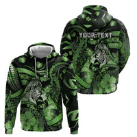 Personalised Maori Romantic Valentine Hoodie The Hongi Kiss Green Galaxy DT05 - Polynesian Pride
