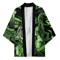 Personalised Maori Romantic Valentine Kimono The Hongi Kiss Green Galaxy DT05 Unisex Green - Polynesian Pride