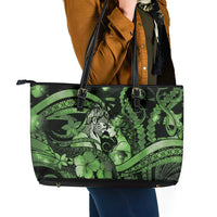Maori Romantic Valentine Leather Tote Bag The Hongi Kiss Green Galaxy DT05 - Polynesian Pride