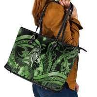 Maori Romantic Valentine Leather Tote Bag The Hongi Kiss Green Galaxy DT05 - Polynesian Pride