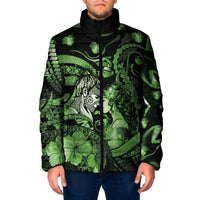 Personalised Maori Romantic Valentine Padded Jacket The Hongi Kiss Green Galaxy DT05 Men Green - Polynesian Pride