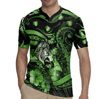 Personalised Maori Romantic Valentine Rugby Jersey The Hongi Kiss Green Galaxy DT05 - Polynesian Pride