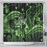 Maori Romantic Valentine Shower Curtain The Hongi Kiss Green Galaxy DT05 - Polynesian Pride