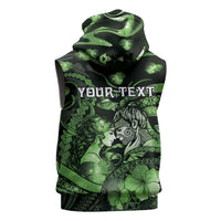 Personalised Maori Romantic Valentine Sleeveless Hoodie The Hongi Kiss Green Galaxy DT05 - Polynesian Pride