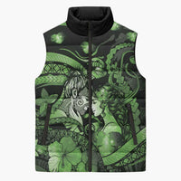 Personalised Maori Romantic Valentine Sleeveless Puffer Jacket The Hongi Kiss Green Galaxy DT05 Unisex Green - Polynesian Pride