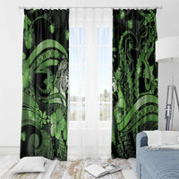Maori Romantic Valentine Window Curtain The Hongi Kiss Green Galaxy DT05 - Polynesian Pride