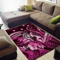 Maori Romantic Valentine Area Rug The Hongi Kiss Pink Galaxy DT05 - Polynesian Pride