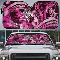 Maori Romantic Valentine Auto Sun Shade The Hongi Kiss Pink Galaxy DT05 Pink - Polynesian Pride