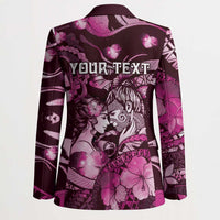 Personalised Maori Romantic Valentine Blazer The Hongi Kiss Pink Galaxy DT05 - Polynesian Pride
