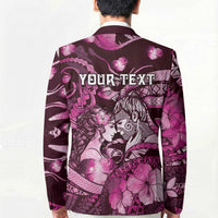 Personalised Maori Romantic Valentine Blazer The Hongi Kiss Pink Galaxy DT05 - Polynesian Pride