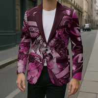Personalised Maori Romantic Valentine Blazer The Hongi Kiss Pink Galaxy DT05 - Polynesian Pride
