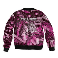 Personalised Maori Romantic Valentine Bomber Jacket The Hongi Kiss Pink Galaxy DT05 - Polynesian Pride