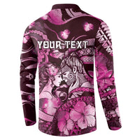 Personalised Maori Romantic Valentine Button Sweatshirt The Hongi Kiss Pink Galaxy DT05 - Polynesian Pride