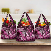 Maori Romantic Valentine Grocery Bag The Hongi Kiss Pink Galaxy DT05 3-pack One Size Pink - Polynesian Pride