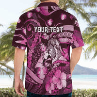 Personalised Maori Romantic Valentine Hawaiian Shirt The Hongi Kiss Pink Galaxy