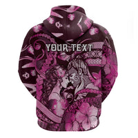 Personalised Maori Romantic Valentine Hoodie The Hongi Kiss Pink Galaxy DT05 - Polynesian Pride