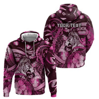 Personalised Maori Romantic Valentine Hoodie The Hongi Kiss Pink Galaxy DT05 - Polynesian Pride