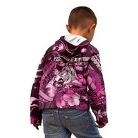 Personalised Maori Romantic Valentine Kid Hoodie The Hongi Kiss Pink Galaxy DT05 - Polynesian Pride