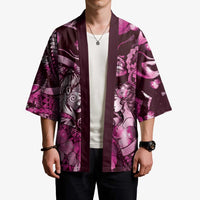 Personalised Maori Romantic Valentine Kimono The Hongi Kiss Pink Galaxy DT05 - Polynesian Pride