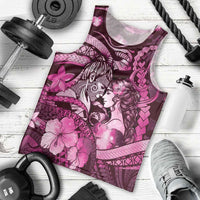 Personalised Maori Romantic Valentine Men Tank Top The Hongi Kiss Pink Galaxy DT05 - Polynesian Pride