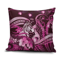 Maori Romantic Valentine Pillow Cover The Hongi Kiss Pink Galaxy DT05 Pink - Polynesian Pride