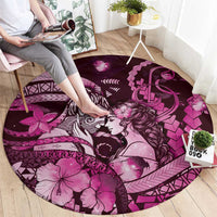 Maori Romantic Valentine Round Carpet The Hongi Kiss Pink Galaxy DT05 - Polynesian Pride