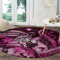Maori Romantic Valentine Round Carpet The Hongi Kiss Pink Galaxy DT05 - Polynesian Pride