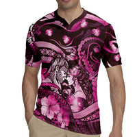 Personalised Maori Romantic Valentine Rugby Jersey The Hongi Kiss Pink Galaxy DT05 - Polynesian Pride